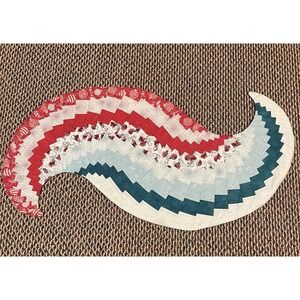 Handcrafted Quilted Bargello Swirl Table Runner Christmas Red Turquoise Blue 38"